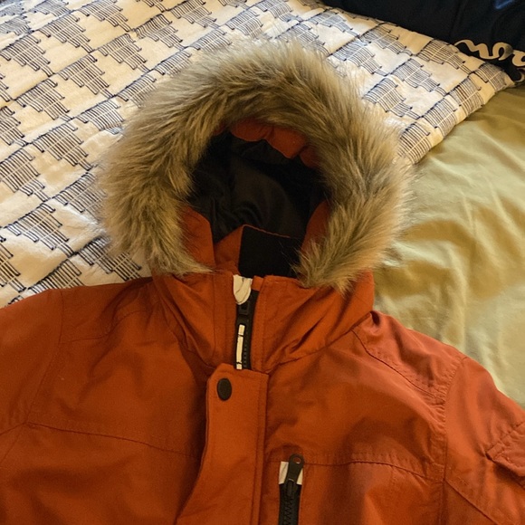 Orange Fur-Lined kids Winter Jacket - Picture 2 of 16